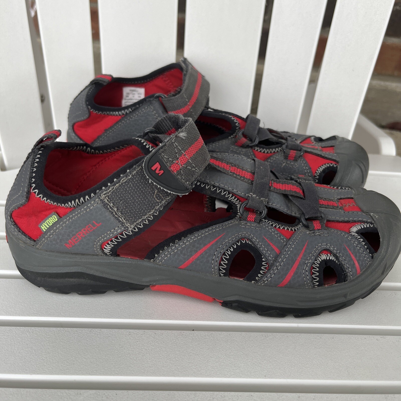 Merrell Hydro Hiker sandali donna taglia 5 M scarpe acqua grigio rosso