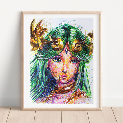 Palutena Ballpoint Pen Print, Kid Icarus Art Poster