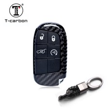 Black Real Carbon Fiber Key Fob Cover For Dodge Charger Challenger Jeep Chrysler Black Real Carbon Fiber Key Fob Cover For Dodge Charger Challenger Jeep Chrysler