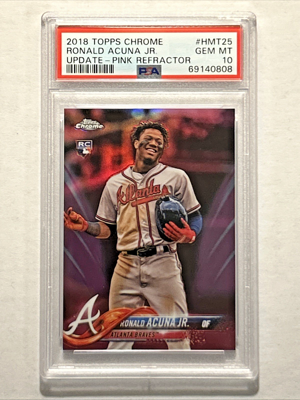 2018 Topps Chrome Update #HMT25 Pink Refractor Ronald Acuna Jr. PSA 10