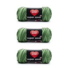 Red Heart Super Saver Yarn, 3 Pack, Green Tones 3 Count