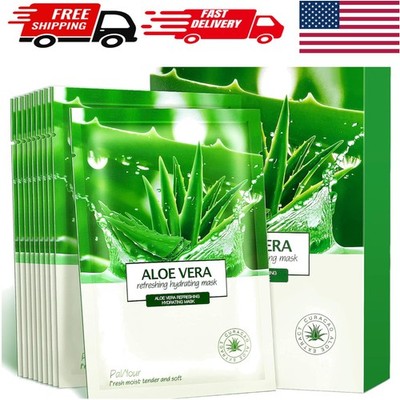 All-Natural Aloe Hydrating Facial Masks - Pack of 10 for Rejuvenated Skin