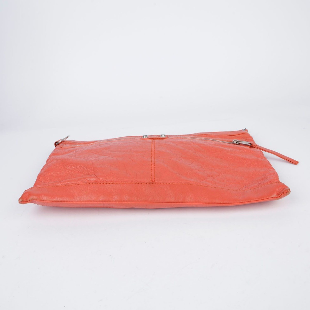 Balenciaga Large Orange Leather Clip Clutch Bag 273023