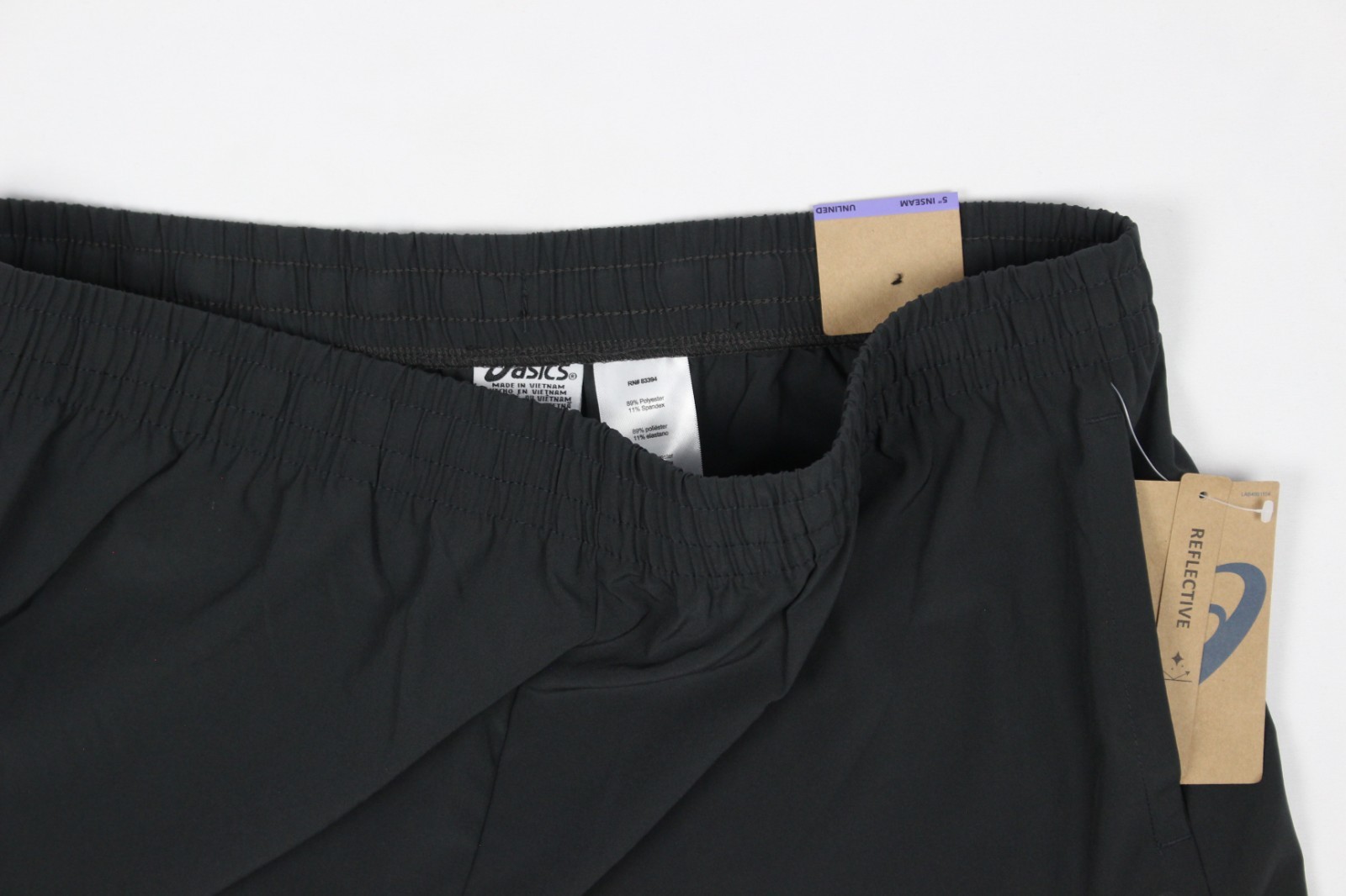 Asics Men's Woven 5" Shorts Laser Cut Running Gym Charcoal Reflective Unlined thumbnail 6