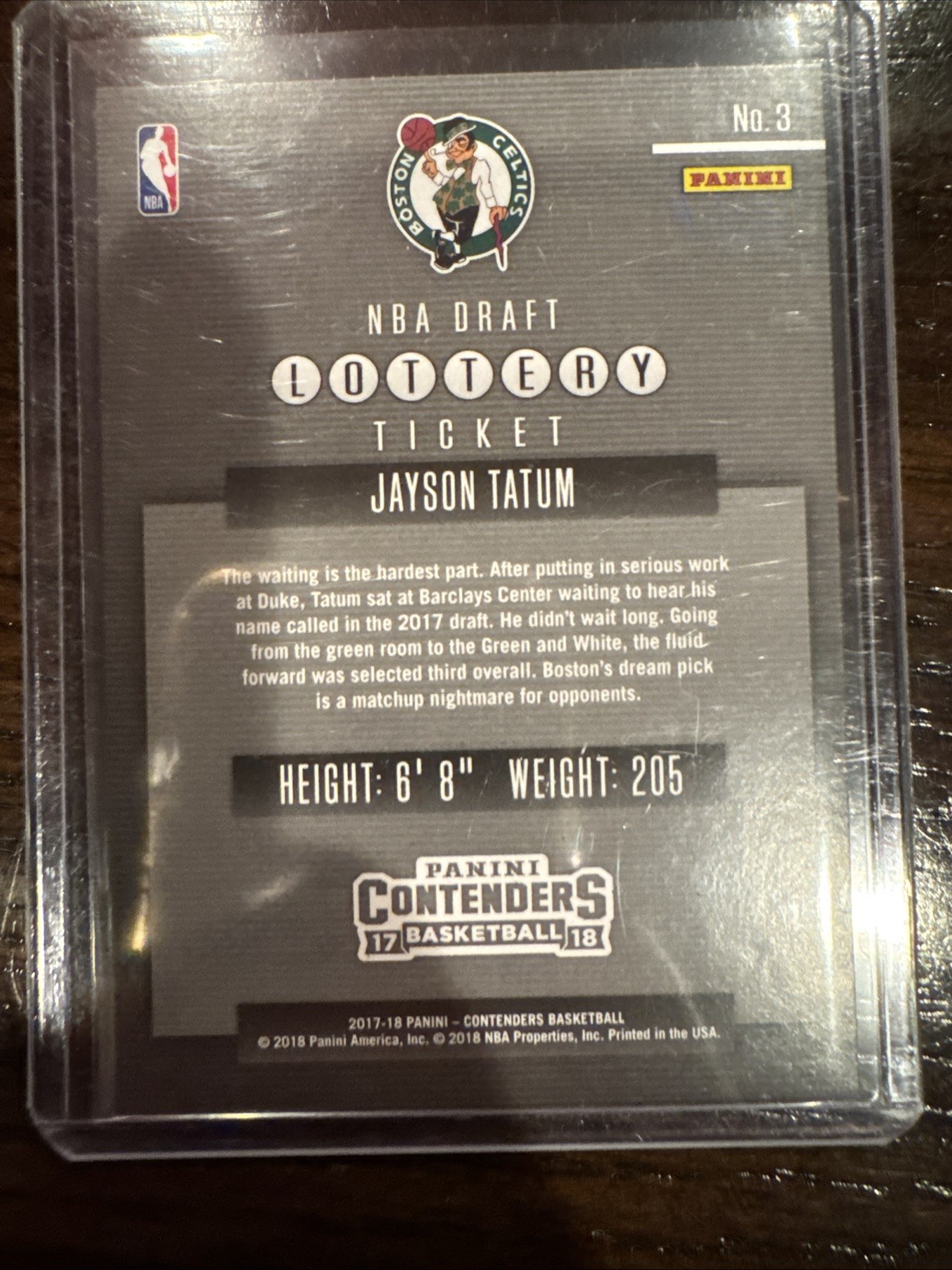 2017-18 Panini Contenders - Lottery Ticket Jayson Tatum #3 view 9