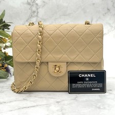CHANEL Vintege Classic Flap Mini Matelasse Shoulder Bag Beige 20 *Rank B*