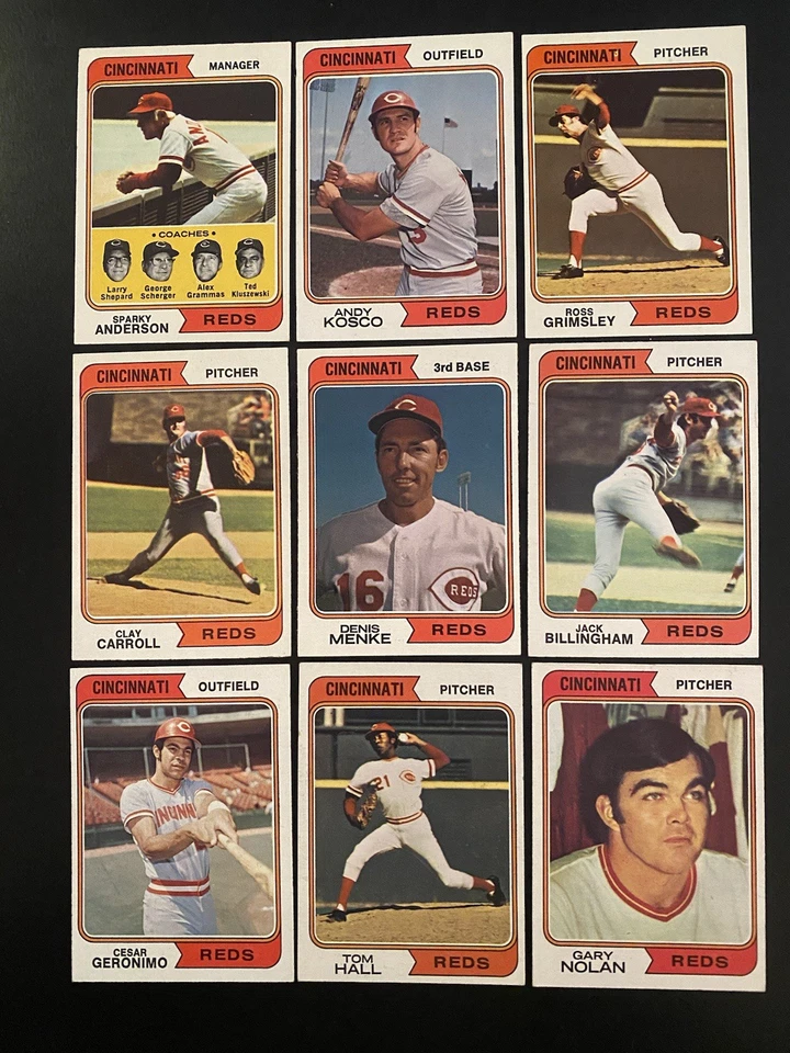 Tarjetas de béisbol 1974 Cincinnati Reds & Cleveland Indians (lote 52 diferentes): en muy buen estado+ - EX+ Foto 3 de 4