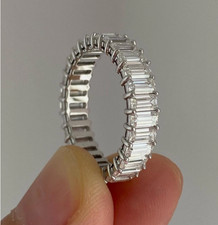 Silver Baguette Eternity Ring Stacking Eternity Band Wedding band all sizes