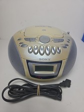 Sony CFD-E75 CD, Am Fm Radio, Cassette Recorder, Portable Boombox White Silver
