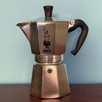 #ad Bialetti Moka Express 6 Cup 270mL Aluminum Stovetop Espresso Maker Silver Black $30.00
