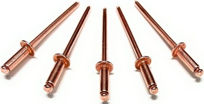 100 Copper Pop Rivets 1/8 Diameter Copper Mandrel Blind Rivets Dome Head 4-4