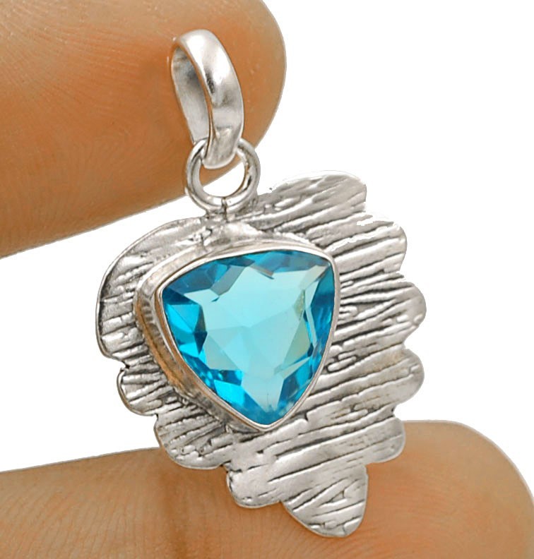Natural 3CT Flawless Blue Topaz 925 Sterling Silver Pendant Jewelry @9-3