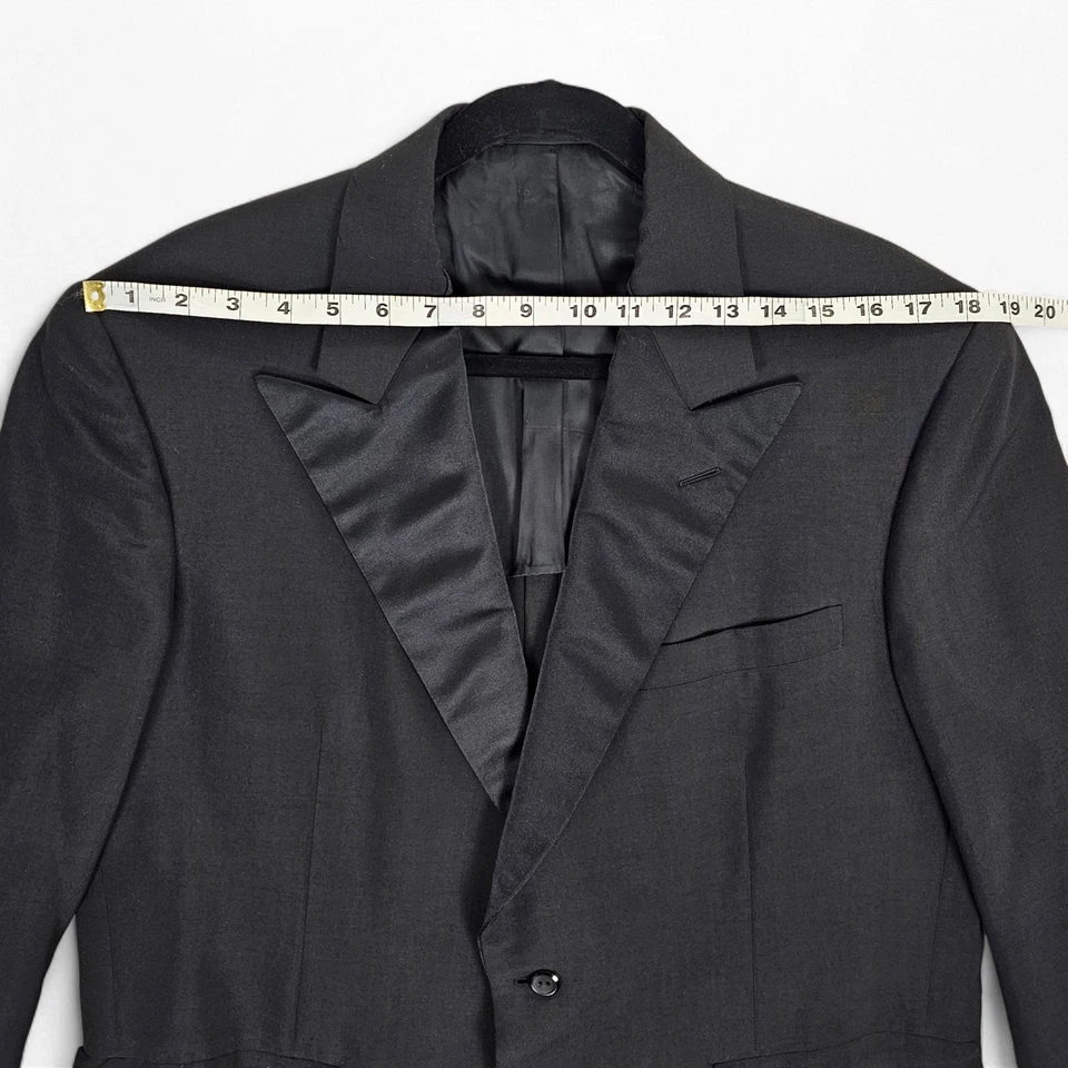 Hickey Freeman 42R Suit Jacket Sport Coat Blazer Black Wool XL Single Button - Image 3 of 4