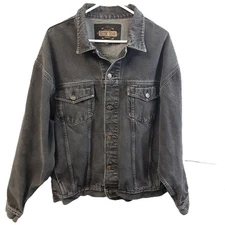 VTG Guide Gear Mens Denim Jacket XL Cotton Black Pockets Button-up Outdoor