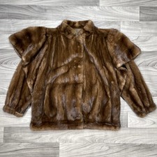 VTG Luxurious Siberian Mink Fur Coat Womens M Chocolate Brown Swing Jacket 70s