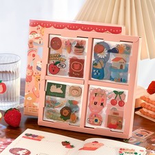 100 Sheets Kawaii Sticker Set, Cute Cartoon Stickers Transparent Decorative S...