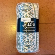 Wongs Bedding Boho Quilt - King Size, Blue/Green/Gray/White Floral Pattern