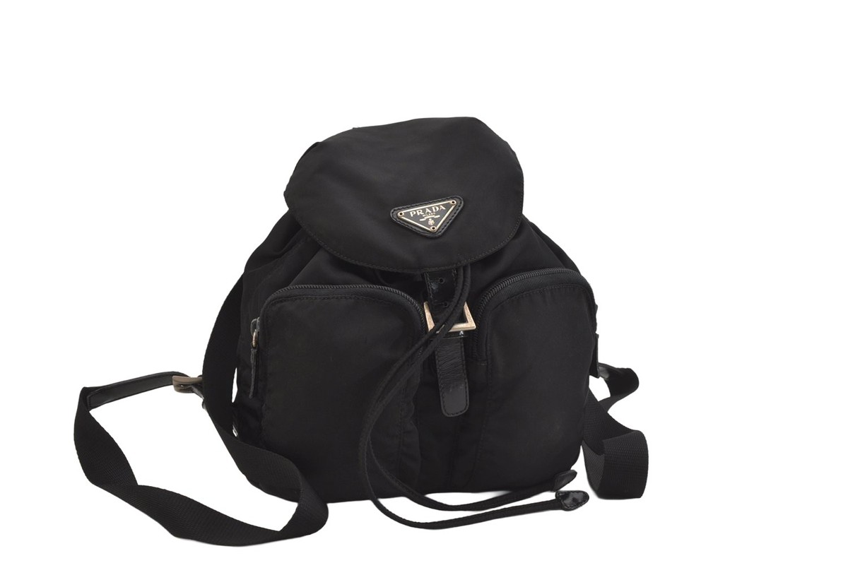 Authentic PRADA Vintage Nylon Leather Drawstring Backpack