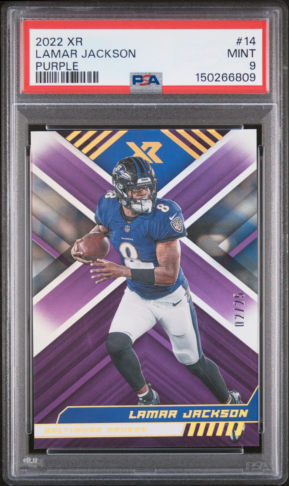 2022 PANINI XR PURPLE #14 LAMAR JACKSON 2/25 PSA 9