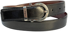 Authentic Reversible Salvatore Ferragamo Dress Belt Size 34 Gancini Horseshoe