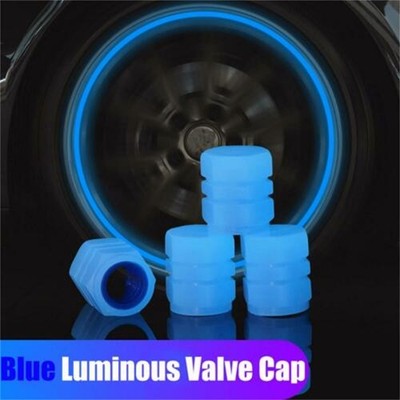 4/8/16pc Car Wheel Tire Valve Cap Tyre Rim Stem Covers Luminous Dust Cover Blue
