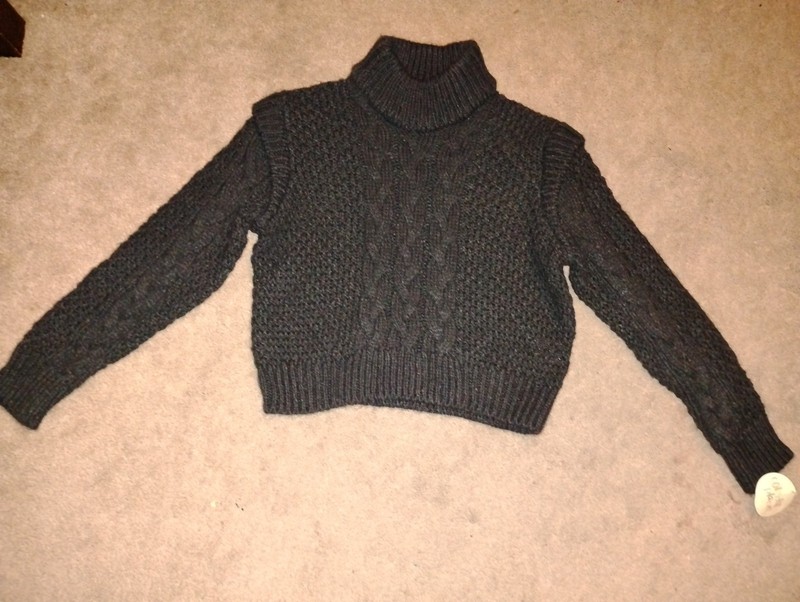 Girl's Colorful Planet Cable Knit High Neck Sweater M (7/8) * Dark blue* New!
