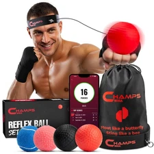 Boxing Reflex Ball Set with Punch Counter App | 4 Balls with Varying Weights,...