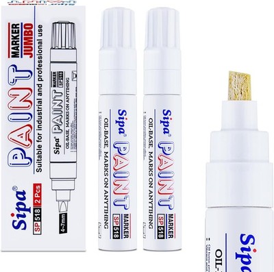 Sipa Jumbo White Paint Markers Pens, 2 Pack Oil 1 Count (Pack of 2), 