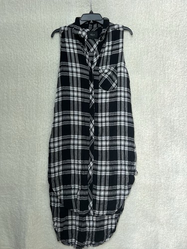Túnica encubierta a cuadros negra/blanca L bohemia vaquera occidental hippie RAILS para mujer - Imagen 2 de 4