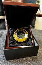 Brass Compass w/ Engraved Scripture Prov.  "He shall direct thy ways" & wood box