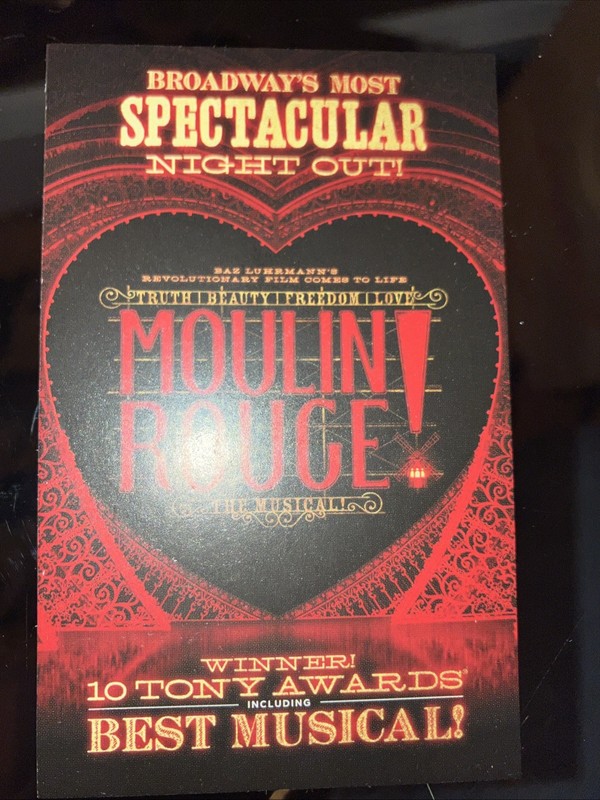 Moulin Rouge Mini Card Musical 2-1/2 X 4 Wallet Size Rare Collectible LAST ONE