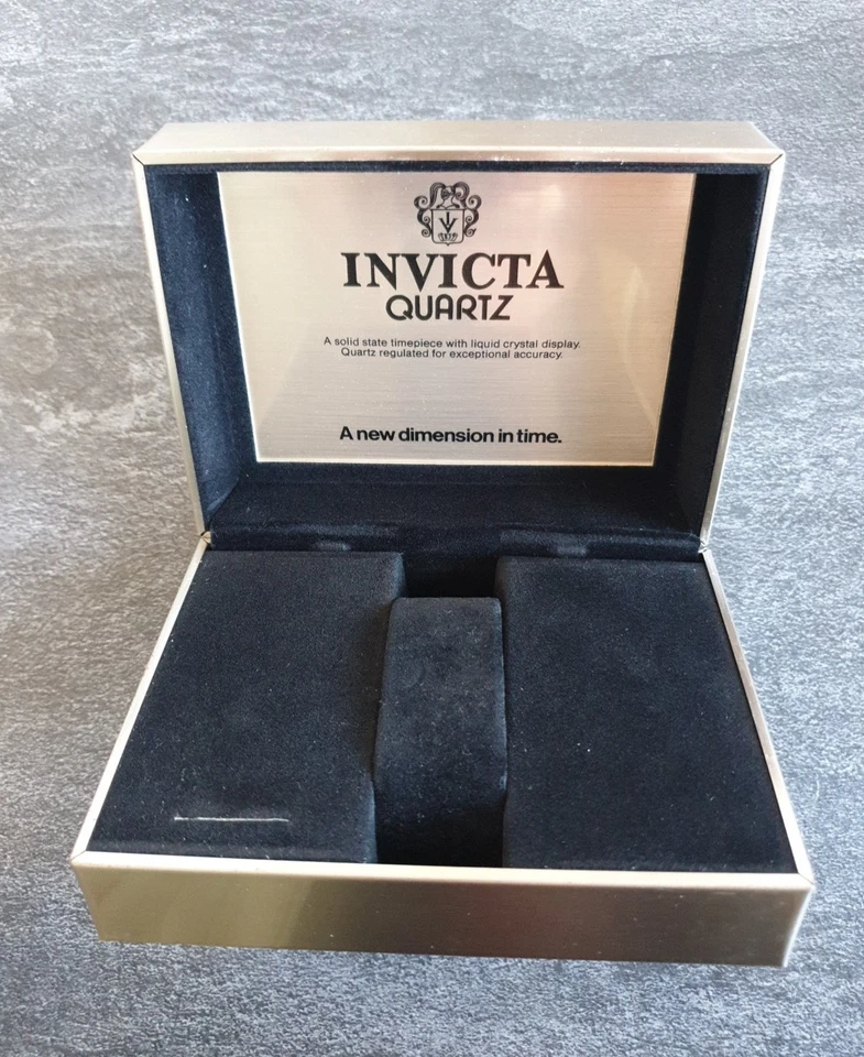 Vintage Invicta Quartz Uhrenetui Uhrenbox Etuis * Silber Edelstahl 60er Jahre - Bild 3 von 4