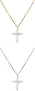Authentic 14K Gold Plated Cubic Zirconia Cross Necklace for Women | Cross Faith Pendant Ne