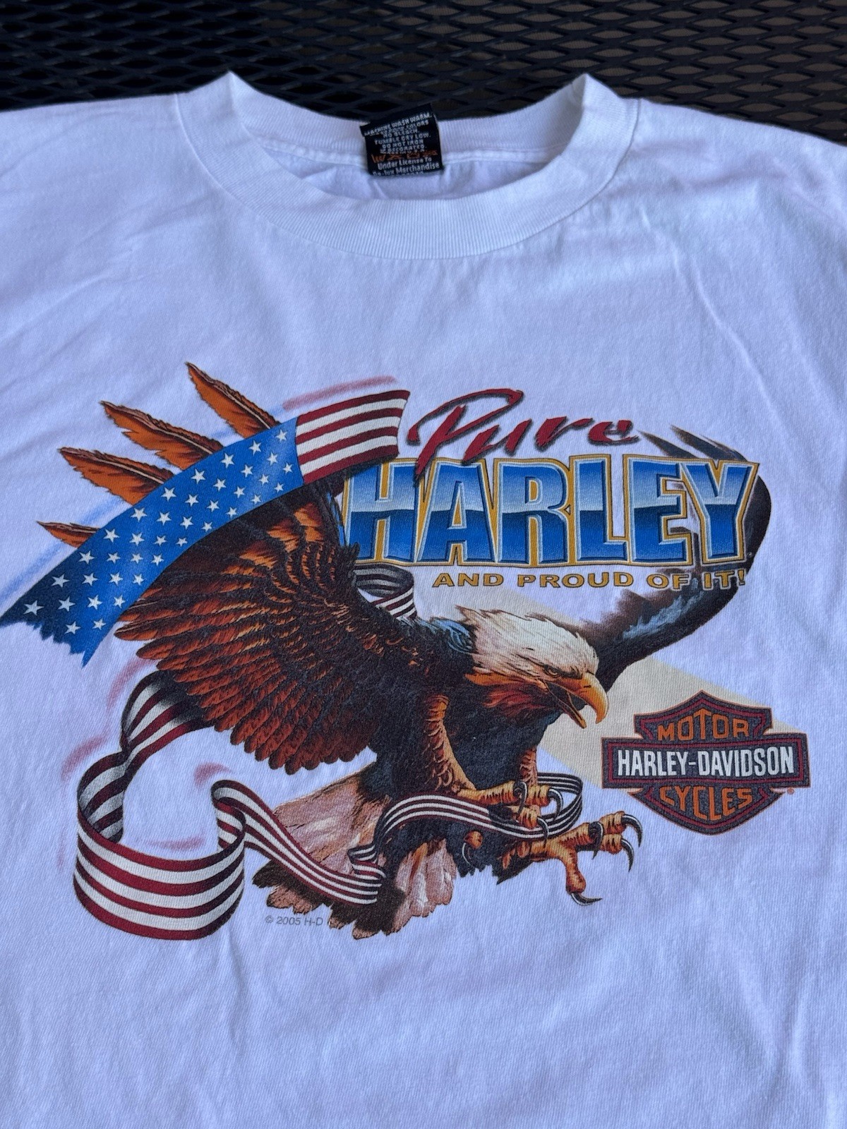 Vintage 2005 Harley Davidson Motorcycle White 3XL Woodlands Texas Short Sleeve