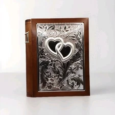 Lenox Wedding Promises Book Shelf Album Wood & Silver Tone for 160 Photos