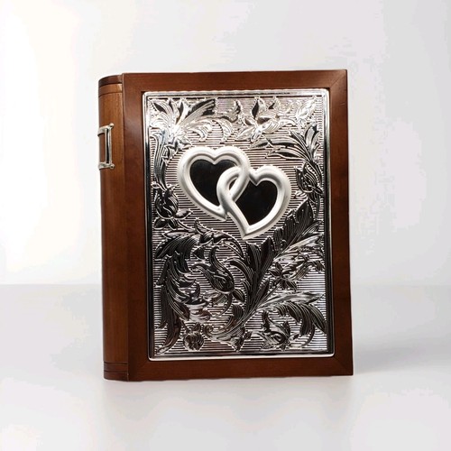 Lenox Wedding Promises Book Shelf Album Wood & Silver Tone for 160 Photos