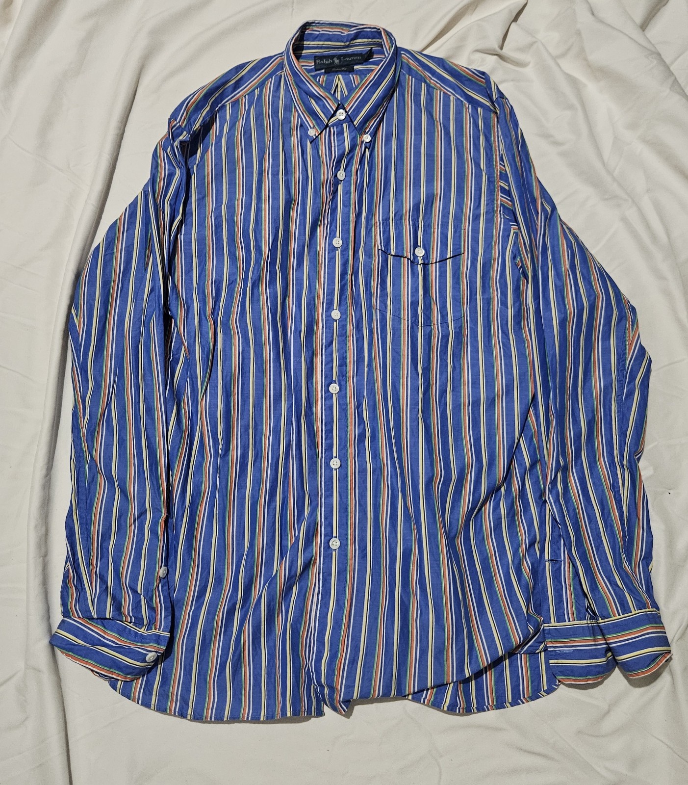 Vintage Polo Ralph Lauren Multicolor Stripe Button Up Shirt Size Large