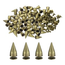 50 Sets Spikes and Studs, 7 x 13mm Cone Punk Spikes Rivet, Bronze