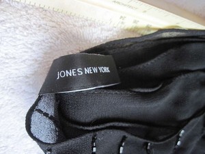 Jones New York Black Beaded Accent Mesh Polyester Scarf Accessory Beads Preowned