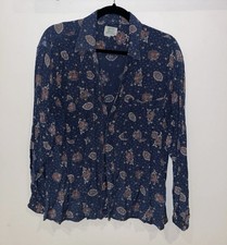 Vintage Women’s Paisley Blue Shirt Size M Great Condition