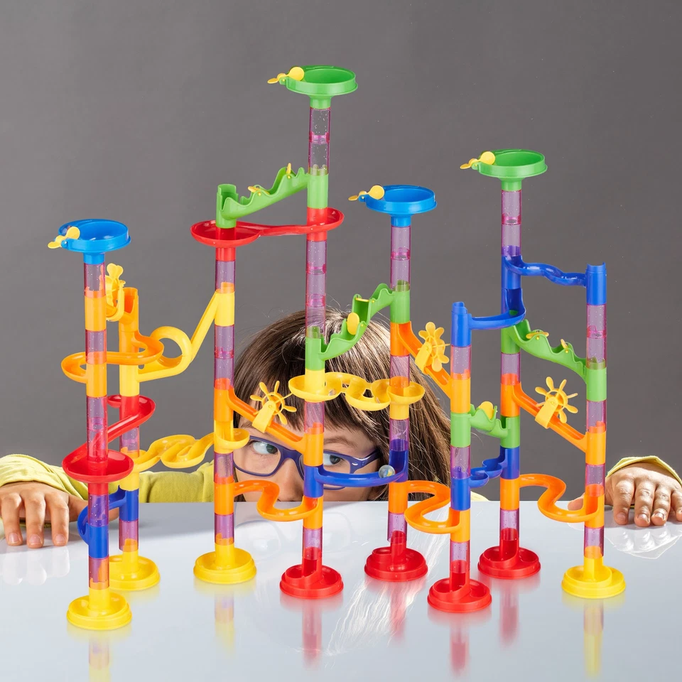 Kugelbahn Murmelbahn Konstruktionsbahn bunt 120 Teile Kugelbahn Spielzeug - Bild 2 von 4