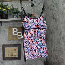 swim Solutions Womens Floral Empire Swimdress One Piece Swimsuit Multi Blue 18