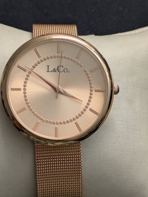 L & Co. Timepieces Rose Gold 38mm Watch LCW1006 7.5'' Rose Gold Mesh Band NewBtry