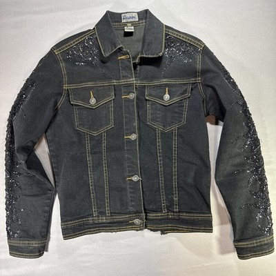 Passion Vintage Western Denim Jacket Womens M Lace Embellished Glam Chic Country