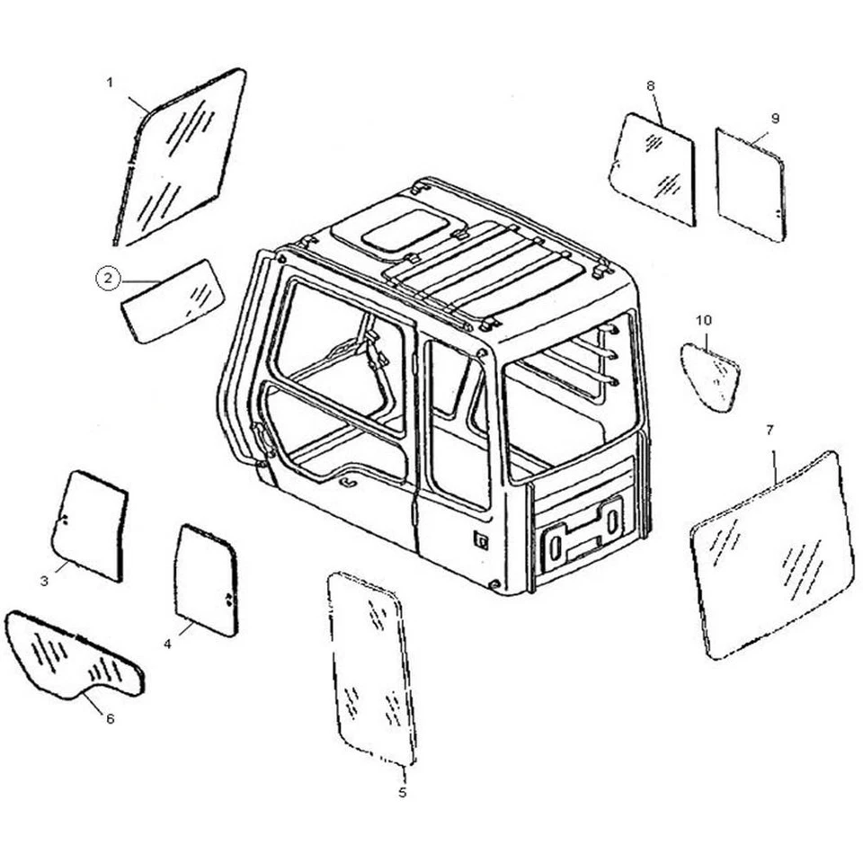 Vidrio parabrisas Lwr AT154431 para John Deere 190 490E 690ELC 790ELC 892 992ELC Foto 4 de 4