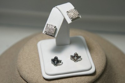 David Yurman Ohrringe 9 mm Chatelaine Pave Diamant 925 Silber 585 DY Etui