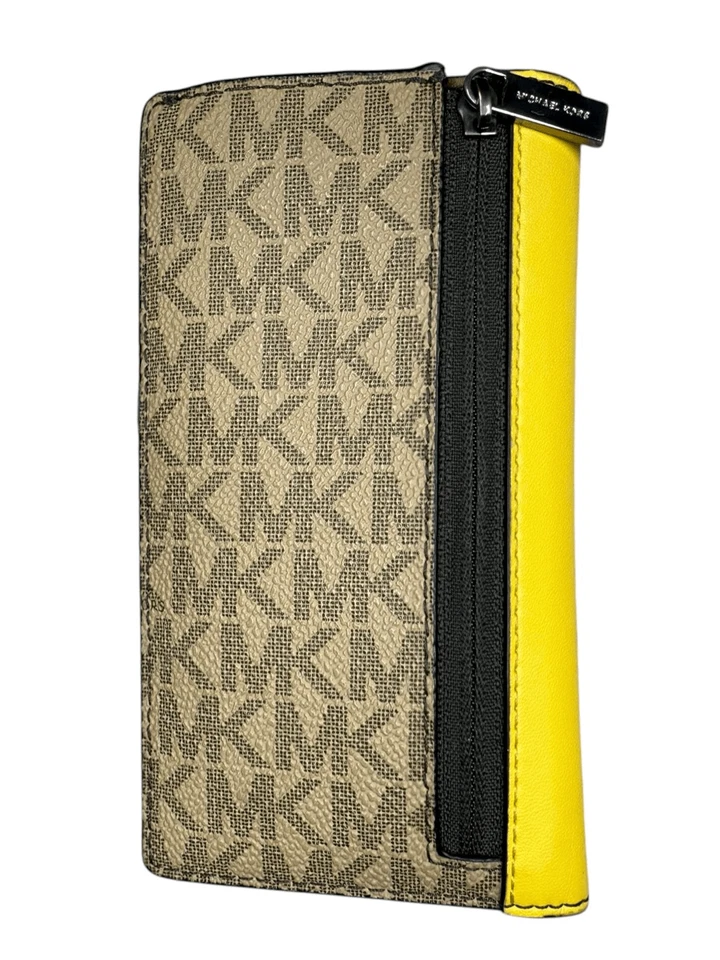 MICHAEL KORS Men’s Cooper Signature Logo Bi-Fold Wallet Canvas Daisy Yellow - Image 4 of 4