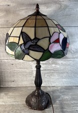 Tiffany Style Table Lamp-20   W/ 11  Hummingbird Floral Stained Glass Shade