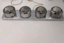 4 Light Dimmable Rectangular Table Lamp In Chrome With Heavy Glass Shades By...