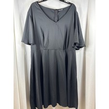 SHEIN Curve Black Flutter Sleeve V Neck Maxi Dress Plus Size 4XL